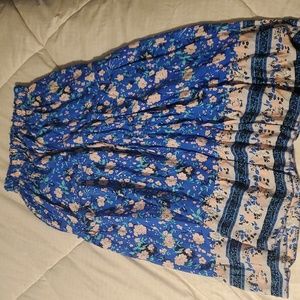 Zesica Blue Floral Tiered Skirt-Medium